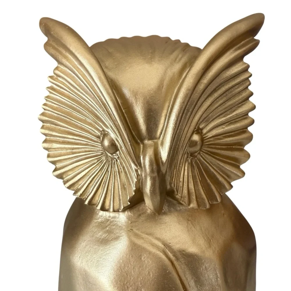 Gold Owl Resin Statue 13 inch Bird Figurine